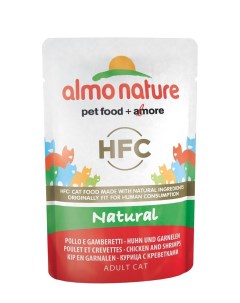 Влажный корм для кошек HFC Natural курица и креветки 24шт по 55г Almo nature