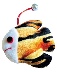 Мягкая игрушка для кошек Рыбка с мятой плюш белый коричневый черный 10 см Petline
