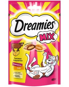 Лакомство для кошек Mix подушечки говядина сыр 60г Dreamies