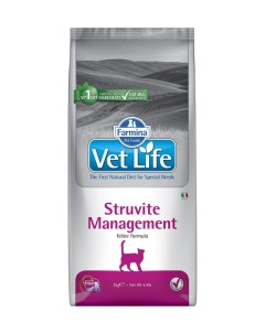 Сухой корм для кошек Vet Life Management Struvite от струвитов курица 2кг Farmina