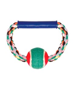 Апорт для собак Веревка кольцо с ручкой мяч разноцветный 16 5 см Триол
