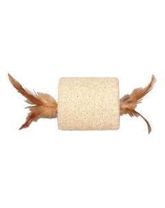 Игрушка для кошек Бобина с перьями люфа перья бежевый 6 3 см Триол