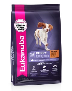 Сухой корм для щенков Puppy Medium Breed для средних пород птица 15 кг Eukanuba