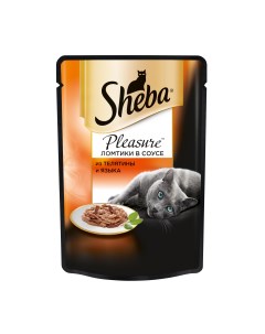 Влажный корм для кошек Pleasure ломтики из телятины и языка в соусе 85г Sheba
