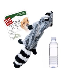 Мягкая игрушка для собак Шкурка енота серый белый черный длина 52 см Gigwi