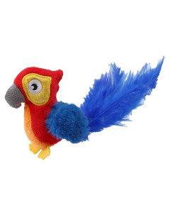 Мягкая игрушка для кошек Попугай со звуковым чипом текстиль синий красный 12 см Gigwi