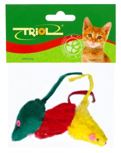 Игрушка для кошек Мышки цветные 3 шт искусственный мех Триол