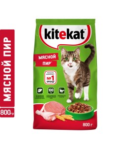 Сухой корм для кошек мясной пир 0 8 кг Kitekat