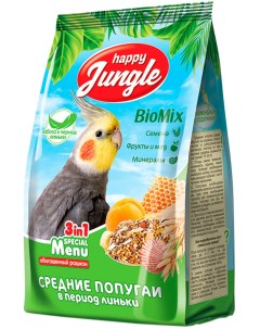 Сухой корм для средних попугаев при линьке 500 г Happy jungle