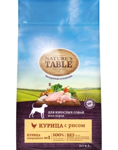 Сухой корм для собак курица и рис 2 3кг Nature's tablе