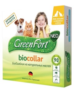 Ошейник для кошек и мелких собак против блох клещей GreenFort зеленый 40 см Greenfort neo