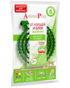 Ошейник для кошек против паразитов зеленый 38 см Animal play