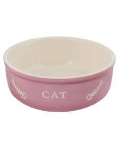 Миска для кошек керамическая с надписью Cat розовая 200 мл Nobby