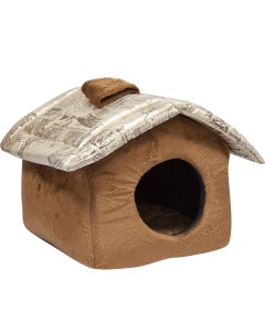 Домик для кошек и собак Милано с крышей бежевый 37x38x31см Зооник