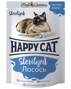 Влажный корм для кошек Sterilised лосось в желе для стерилизованных 100г Happy cat