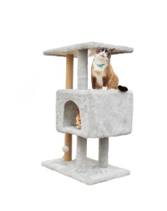 Когтеточка для кошек Макси с домиком и лежанкой серый 61 х 41 х 95 см Бриси