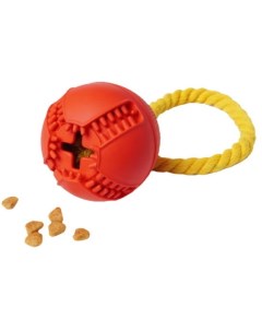Развивающая игрушка для собак мяч с канатом красный 7 6 см Homepet