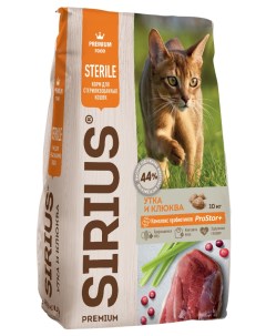 Сухой корм для кошек для стерилизованных утка с клюквой 10 кг Сириус