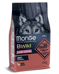 Сухой корм для собак Dog BWild Low Grain низкозерновой из мяса оленя 2 5кг Monge