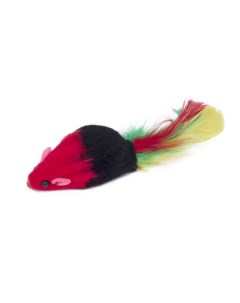 Погремушка для кошек Мышь натуральный мех перья разноцветный 6 см Триол