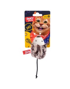 Мягкая игрушка для кошек Мышь текстиль белый коричневый 7см Fancy pets