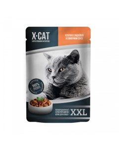 Влажный корм для кошек Premium Nutrition XXL индейка в сливочном соусе 85г X-cat
