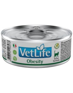 Консервы для кошек Vet Life Obesity при избыточном весе курица 12шт по 85г Farmina