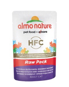 Влажный корм для кошек HFC Raw Pack куриная грудка и утиное филе 24шт по 55г Almo nature