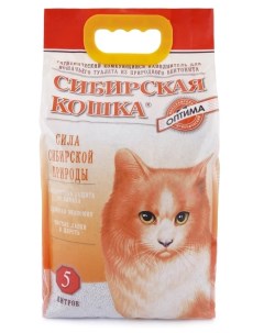Комкующийся наполнитель Оптима бентонитовый 5 л Сибирская кошка