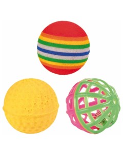 Мяч для кошек Набор из 3 х мячей пластик резина разноцветный 4 см 3 шт Trixie