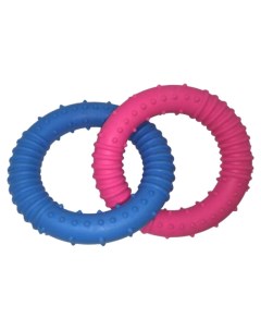 Жевательная игрушка для собак Два кольца с шипами синий красный длина 13 см Homepet