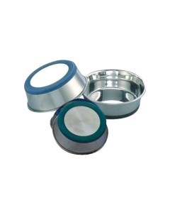 Одинарная миска для собак металл резина серебристый синий 1 55 л Ankur