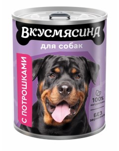 Влажный корм для взрослых собак с потрошками в консервах 6 шт по 850 г Вкусмясина