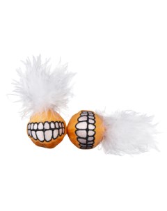 Игрушка для кошек плюшевый мяч с мятой и пером оранжевый 2 шт Rogz