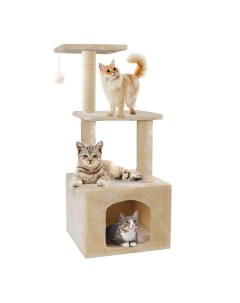 Домик для кошки с когтеточкой и лежанкой бежевый Pet бмф