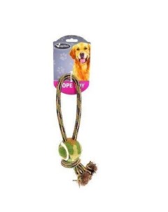 Игрушка для собак канат плетеный камуфляжный буксир с теннисным мячиком 38 см Papillon
