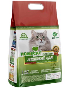 Наполнитель для туалета кошек Ecoline Зеленый чай комкующийся 2 шт по 12 л Homecat