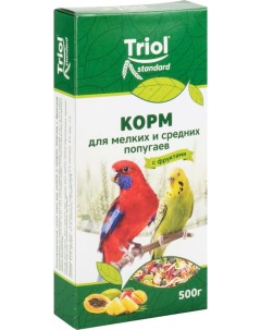 Сухой корм для мелких и средних попугаев с фруктами 500г Триол