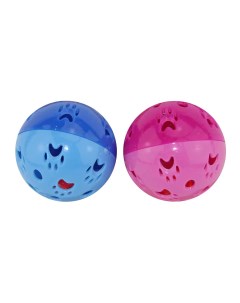 Мячик звенящий пластиковый для кошек 5 см цвета в ассортименте 2 шт Dogman