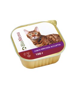 Консервы для кошек суфле мясное ассорти 100г Biomenu