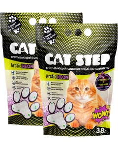 Наполнитель для туалета кошек Arctic Neon силикагелевый впитывающий 3 8 л Cat step