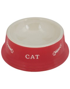 Миска для кошек с рисунком Cat керамическая красная 14 см на 4 8 см Nobby