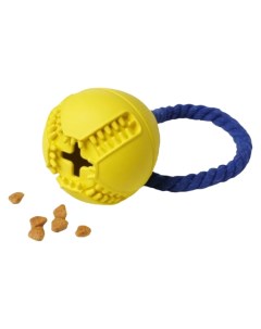 Игрушка для собак SILVER мяч с канатом с отверстием для лакомств желтый 7 6 см Homepet