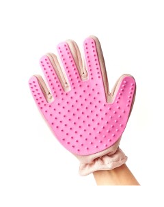 Перчатка для вычесывания шерсти животных пуходерка розовая Играй гуляй