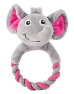 Мягкая игрушка для щенков Слоник с кольцом серо розовый 16 см Триол