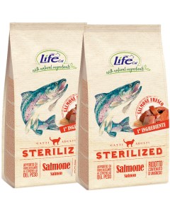 Сухой корм для кошек Adult Sterilized Salmon для стерилизованных 2шт по 1 5кг Lifecat