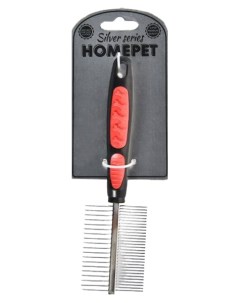 Расческа для кошек и собак металл цвет черный красный 20 х 5 см 49 зубьев Homepet