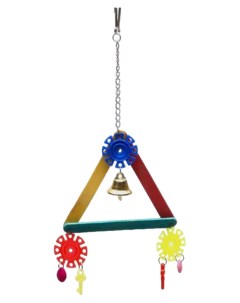 Игрушка для птиц Разноцветный треугольник с колокольчиком микс Адель
