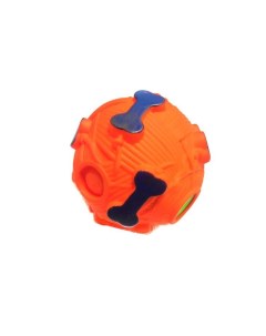 Звуковая игрушка для собак Мячик с отверстием для лакомства 9 см оранжевый Ripoma