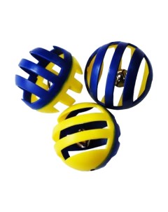 Игрушка для кошек ИУ3 Мяч погремушка решетчатый желто синий 4 см 25 шт Уют